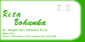 rita bohunka business card